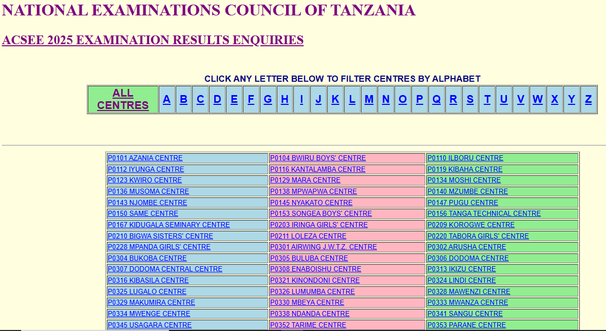 NECTA ACSEE Results 2025/2026 MATOKEO KIDATO CHA SITA (FORM SIX RESULTS)